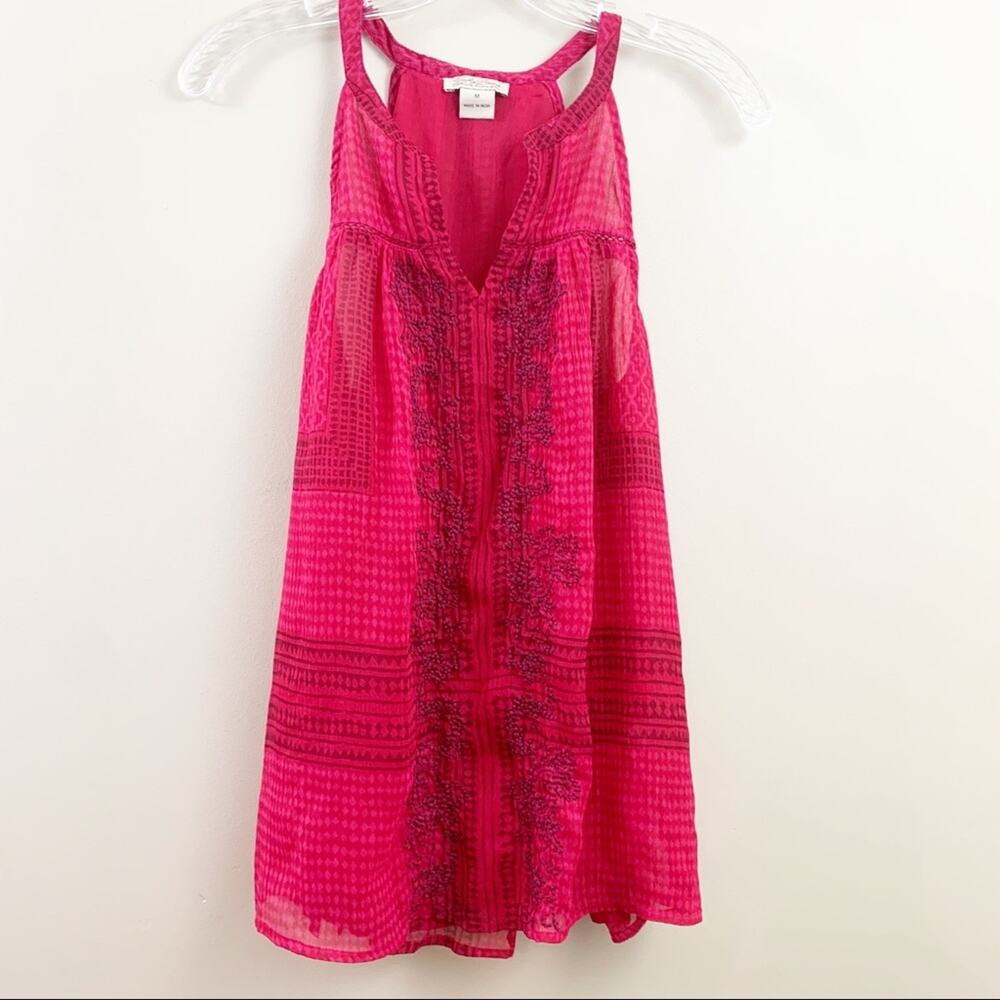 Lucky Brand Halter Neck Sheer Overlay Sleeveless Embroidered Multi Pattern Top